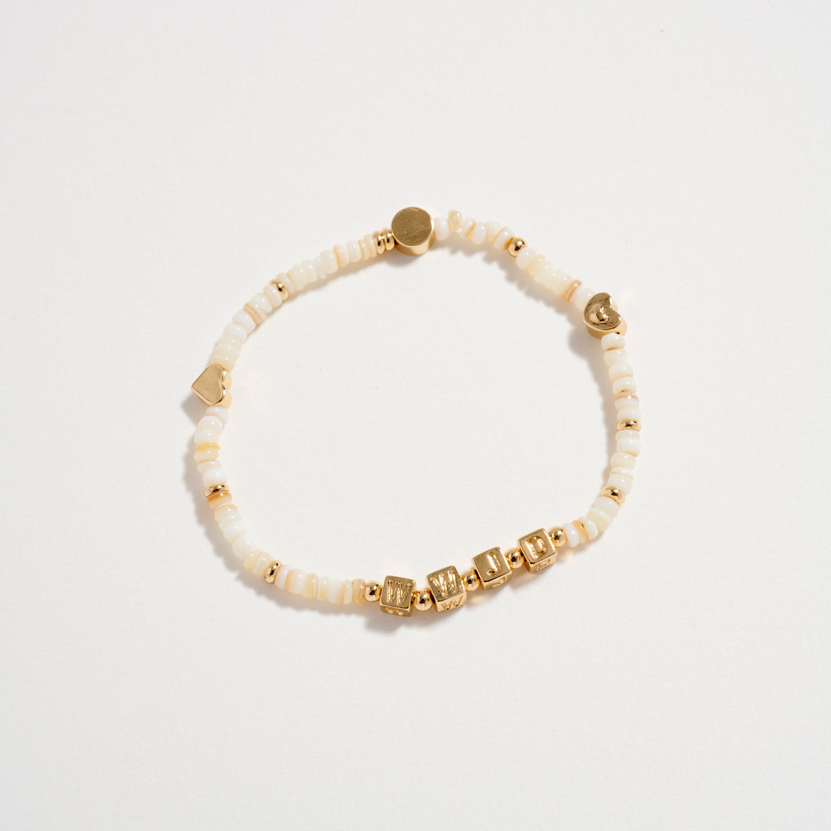 Gold Dipped Beaded Stretch Bracelet with Gold Accents