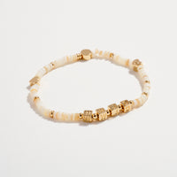 Gold Dipped Beaded Stretch Bracelet with Gold Accents