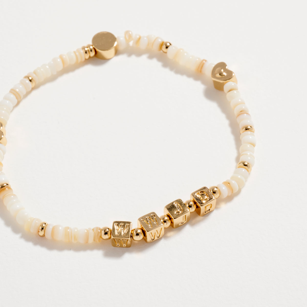 Gold Dipped Beaded Stretch Bracelet with Gold Accents