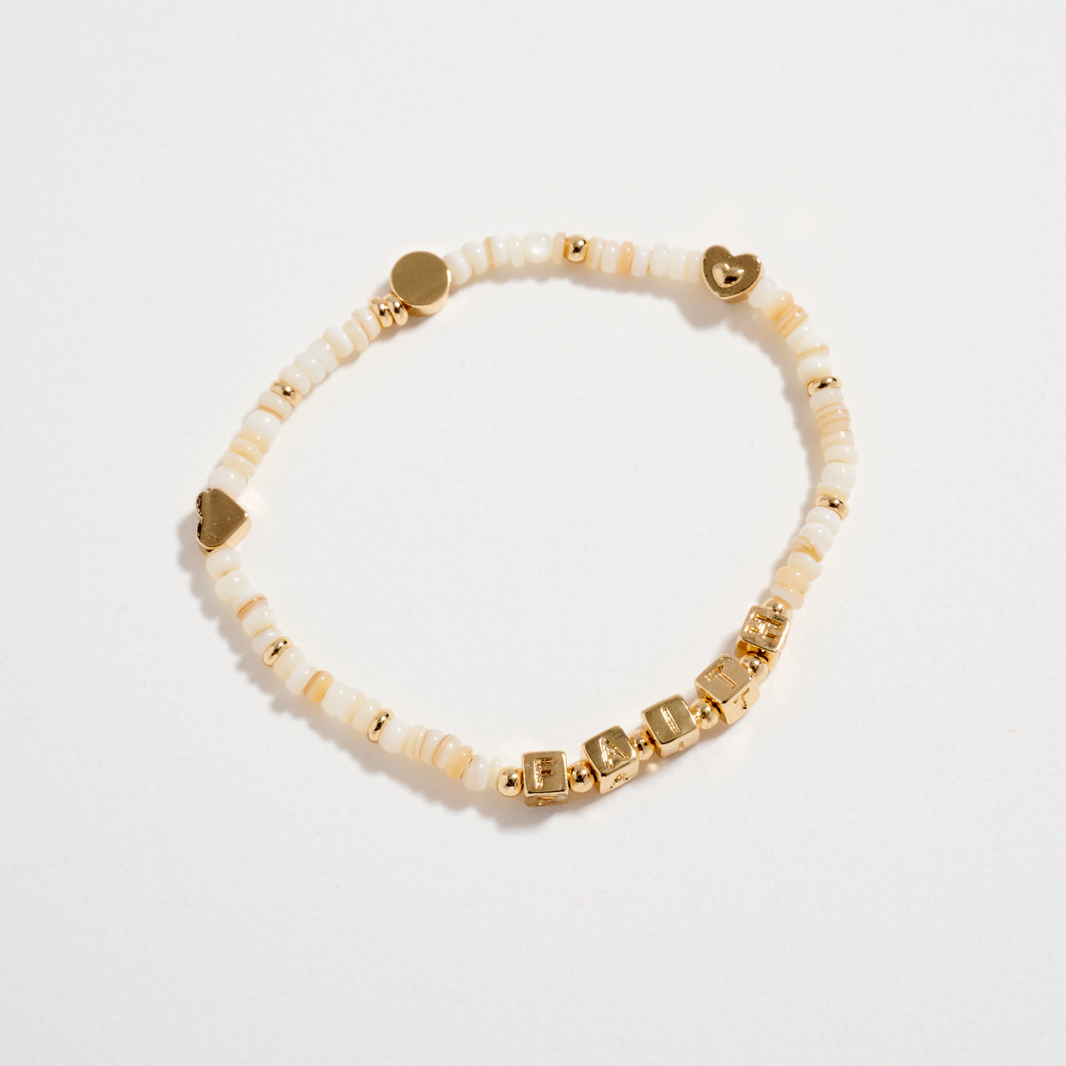 Gold Dipped Beaded Stretch Bracelet with “FAITH” Letter Charms
