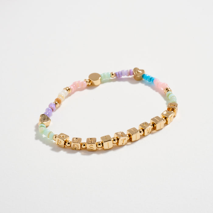 POSITIVITY Heishi Bead Stretch Bracelet | Positive Affirmation Charm Bracelet