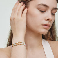 Gold Dipped Beaded “Mama” Bracelet with Gold Letter Cubes & Heart Accents – Mother’s Day Stretch Bracelet