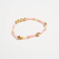 Gold Dipped Beaded “Mama” Bracelet with Gold Letter Cubes & Heart Accents – Mother’s Day Stretch Bracelet