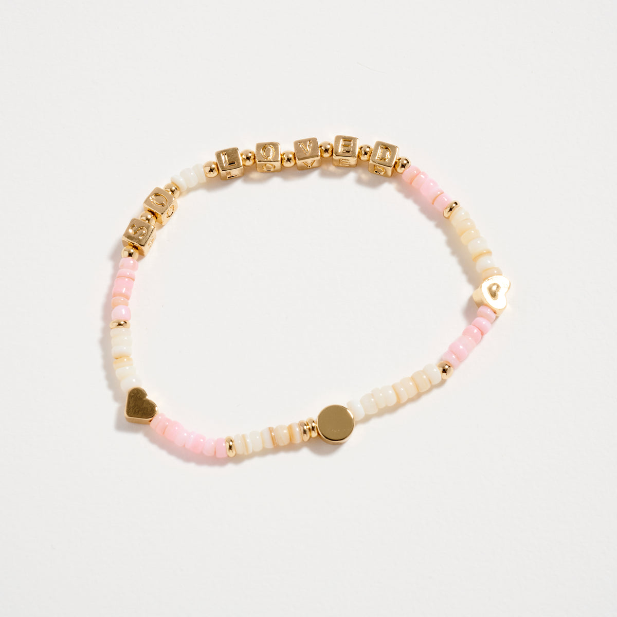 Gold Dipped 'SO LOVED' Elastic Bead Bracelet with Accents