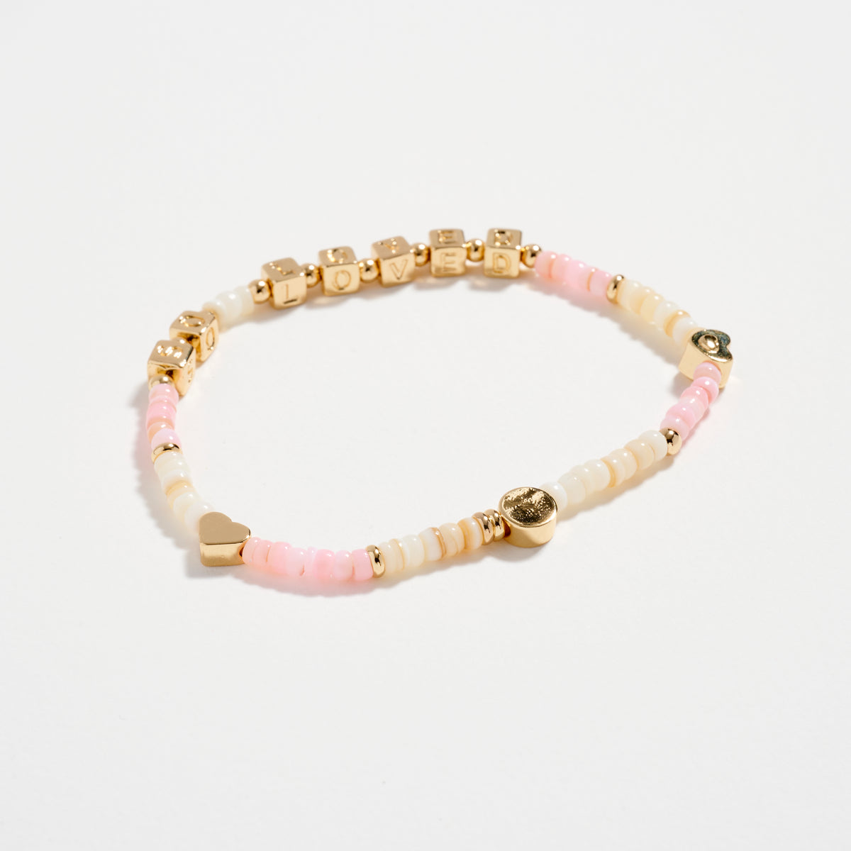 Gold Dipped 'SO LOVED' Elastic Bead Bracelet with Accents