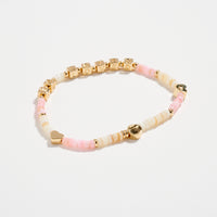 Gold Dipped 'SO LOVED' Elastic Bead Bracelet with Accents