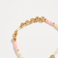 Gold Dipped 'SO LOVED' Elastic Bead Bracelet with Accents