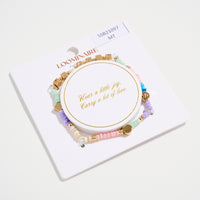 Gold Dipped Beaded “Be Kind” Bracelet with Gold Letter Cubes & Heart Accents – Inspirational Stretch Bracelet