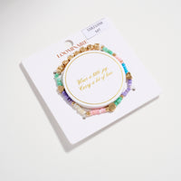 Beaded “Blessed” Bracelet with Gold Letter Cubes & Heart Accents – Inspirational Stretch Bracelet