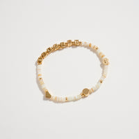 Gold Dipped Beaded “Blessed” Bracelet with Gold Letter Cubes & Heart Accents – Inspirational Stretch Bracelet