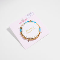 Beaded “Best Teacher” Bracelet with Gold Letter Cubes & Heart Accents – Appreciation Stretch Bracelet