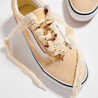 Lace Shoelace Charm Set – Gold-Tone Bow, Heart, and Pearl Accents