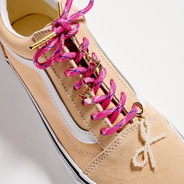 Rainbow Charm Sneaker Shoelaces | Pearl Bow Lace Charm Set