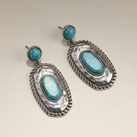 Turquoise Stone Oval Western Dangle Earrings