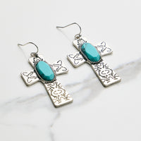 Turquoise Cross Drop Earrings