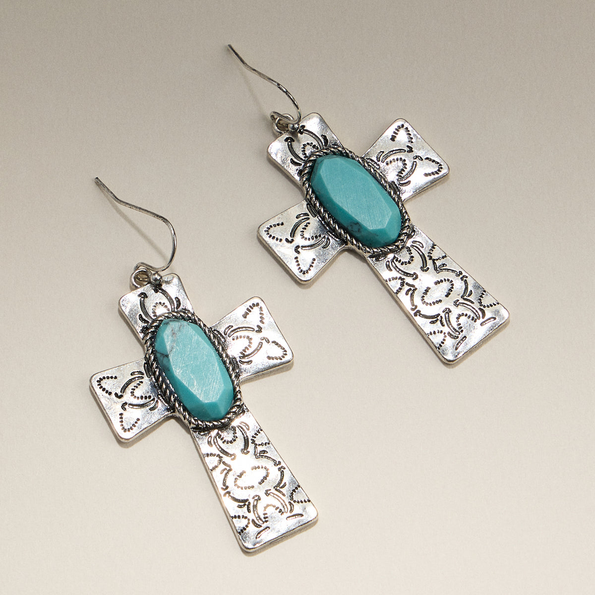 Turquoise Cross Drop Earrings