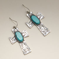 Turquoise Cross Drop Earrings