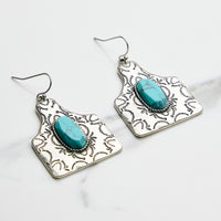 Engraved Turquoise Drop Earrings