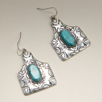 Engraved Turquoise Drop Earrings