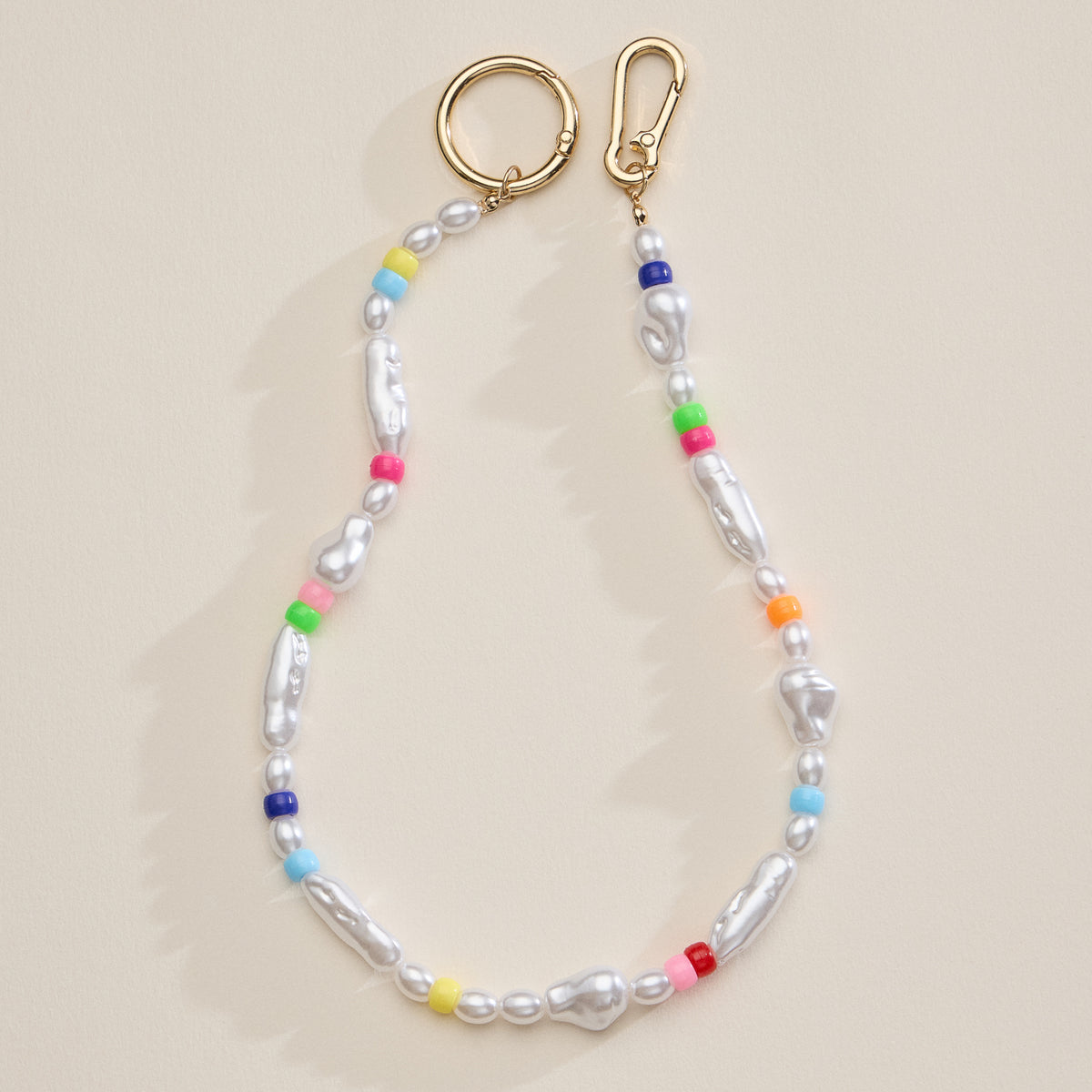 Freshwater Pearl Keychain with Neon Beads