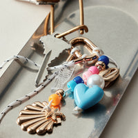 Nautical Beaded Bag Charm with Shell and Heart Accents Trendy Accessory
