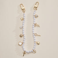 Pearl Charm Bag Chain with Gold Accents