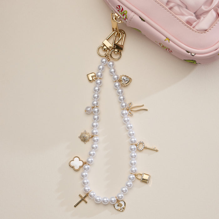 Pearl Charm Bag Chain with Gold Accents