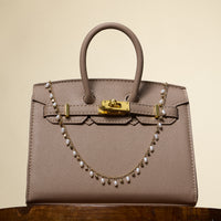 Elegant Gold Chain Bag Strap with Pearl Accents Chic Handbag Accessory