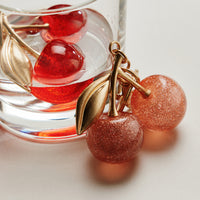 Glossy Cherry Keychain Charm — Red Gold