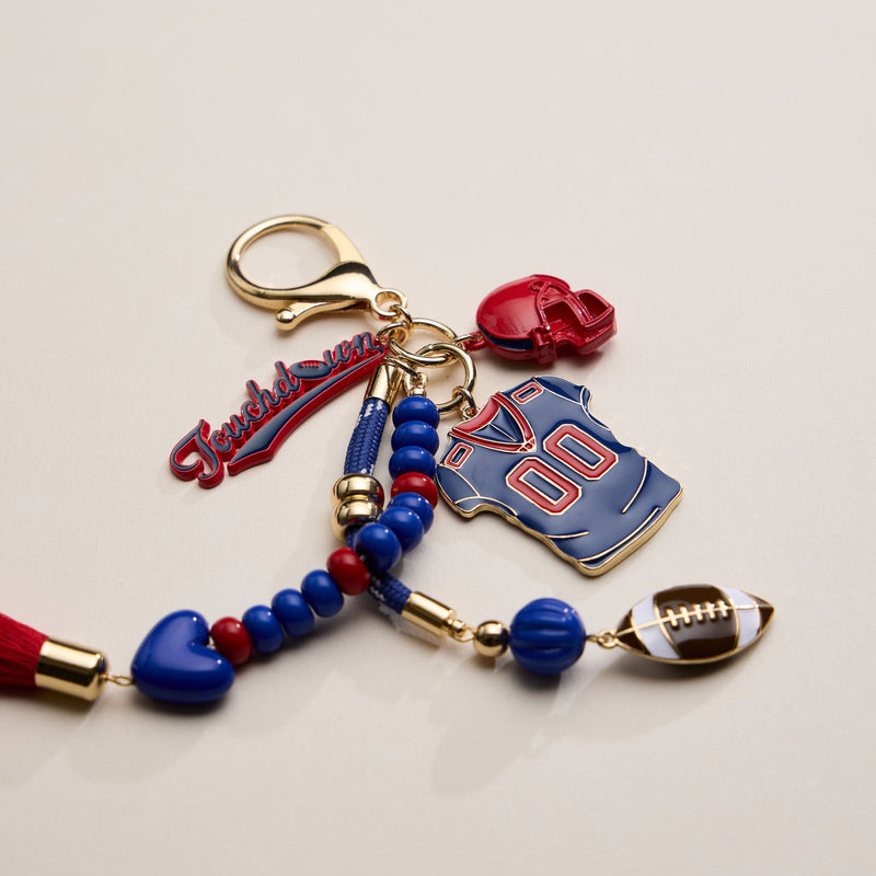 NFL Team Keychain – Football Jersey, Helmet, Touchdown Charm & Tassel Bag Accessory