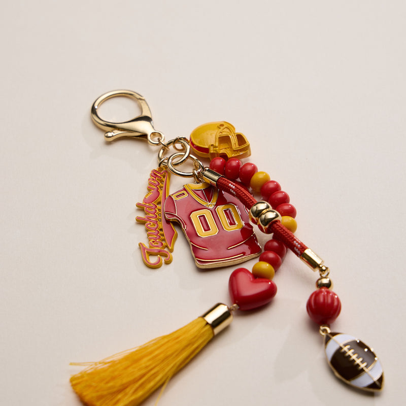 NFL Team Keychain – Football Jersey, Helmet, Touchdown Charm & Tassel Bag Accessory