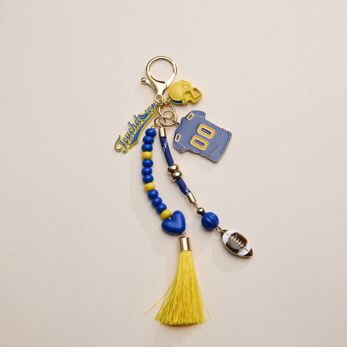 NFL Team Keychain – Football Jersey, Helmet, Touchdown Charm & Tassel Bag Accessory