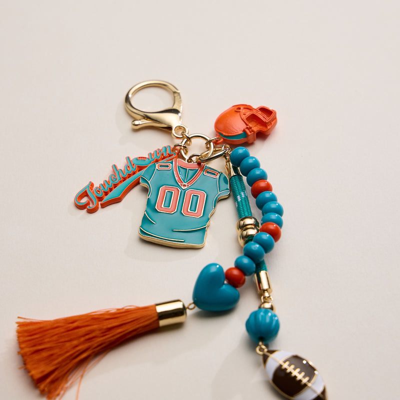 NFL Team Keychain – Football Jersey, Helmet, Touchdown Charm & Tassel Bag Accessory