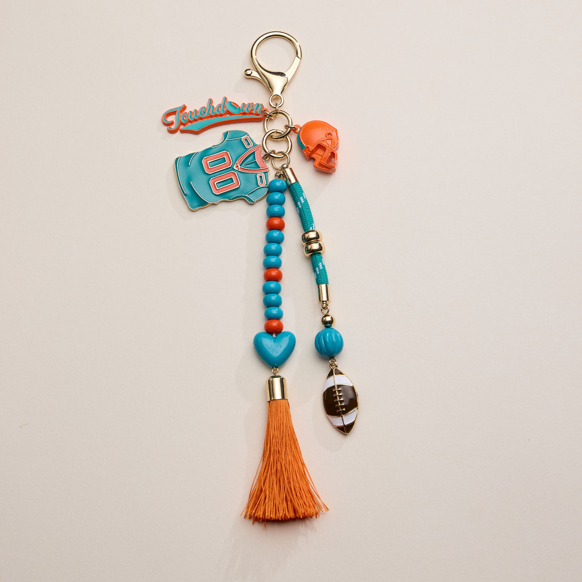 NFL Team Keychain – Football Jersey, Helmet, Touchdown Charm & Tassel Bag Accessory