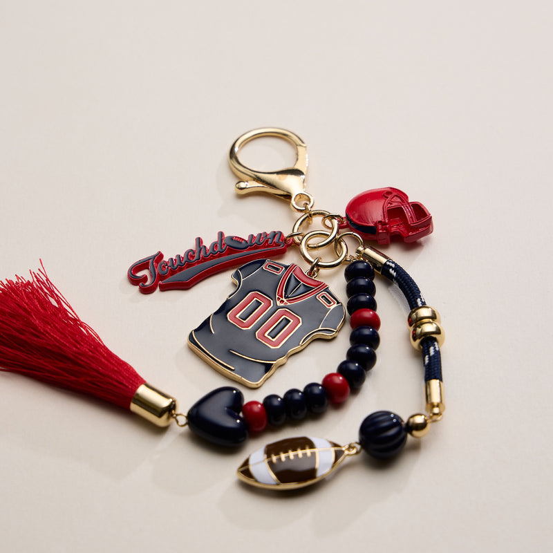 NFL Team Keychain – Football Jersey, Helmet, Touchdown Charm & Tassel Bag Accessory