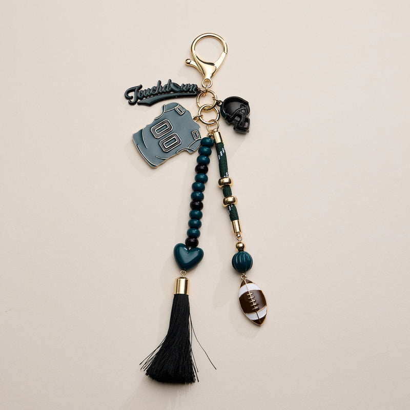 NFL Team Keychain – Football Jersey, Helmet, Touchdown Charm & Tassel Bag Accessory