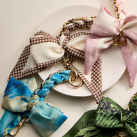 Scarf Bow Keychain with Gold Chain Link – Elegant Bag or Key Accessory