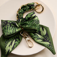 Scarf Bow Keychain with Gold Chain Link – Elegant Bag or Key Accessory
