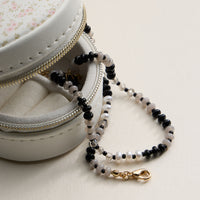 Faceted Glass Beaded Necklace with Gold Clasp