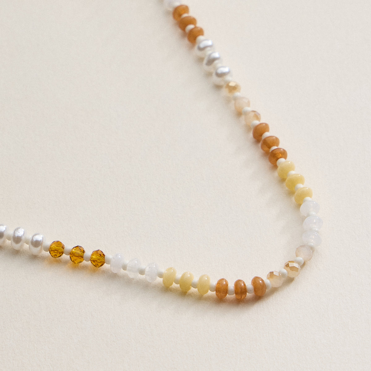 Faceted Glass Beaded Necklace with Gold Clasp