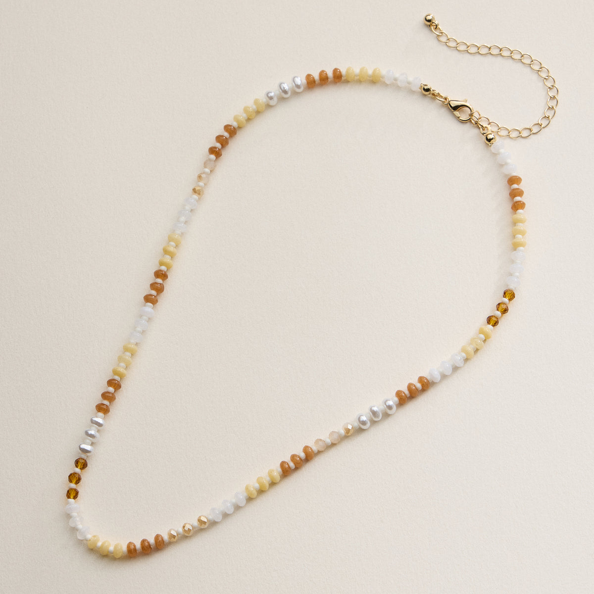 Faceted Glass Beaded Necklace with Gold Clasp