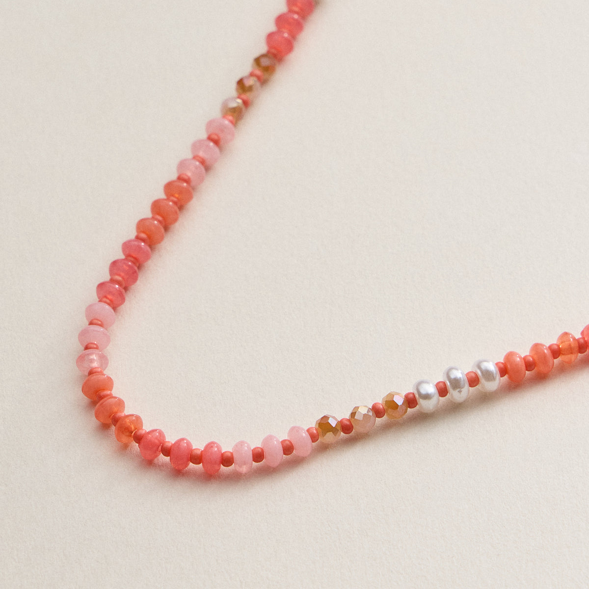 Faceted Glass Beaded Necklace with Gold Clasp