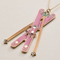 Ski Ornament – Pink Skis and Poles Holiday Decoration