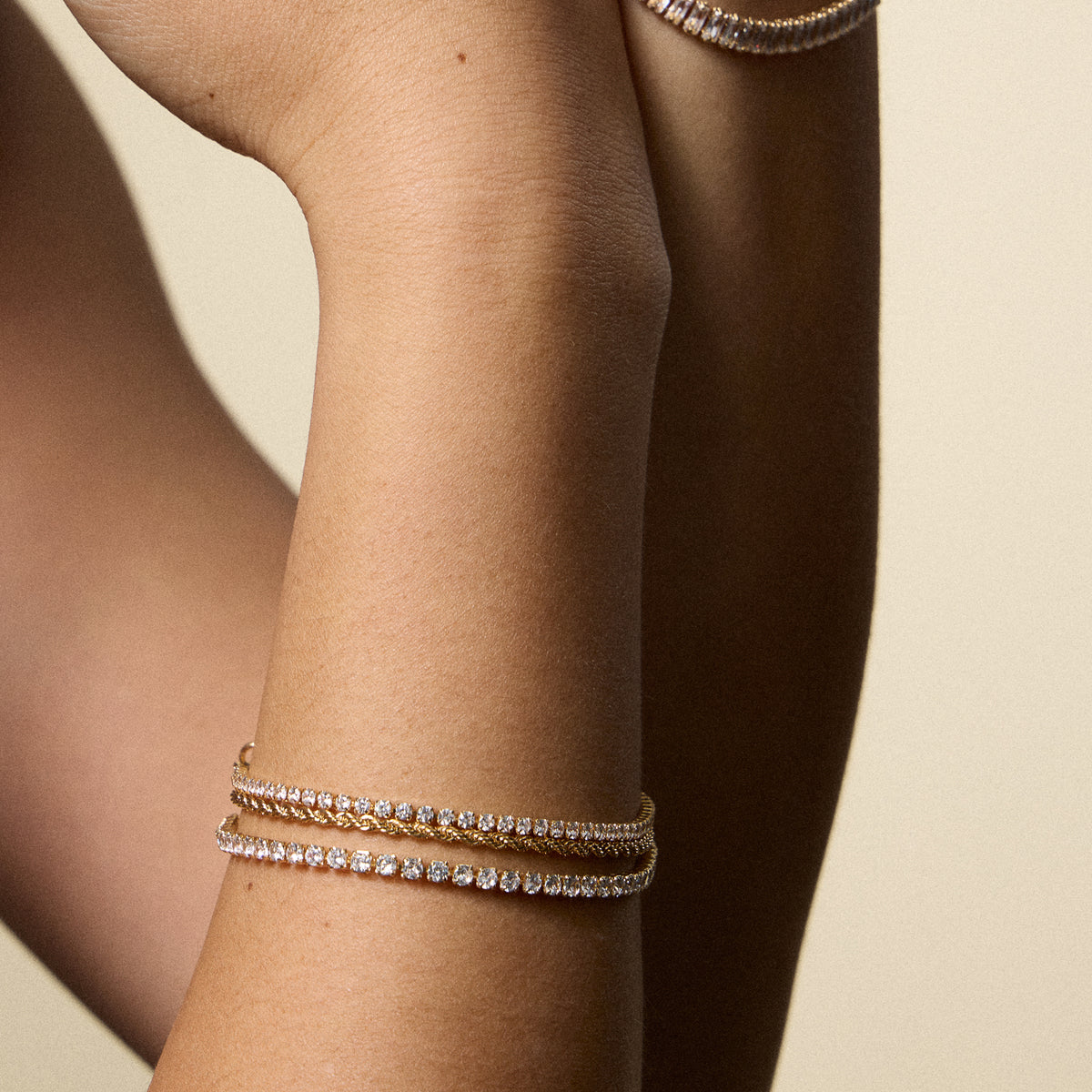 Gold Filled Tennis Bracelet with Round CZ Stones