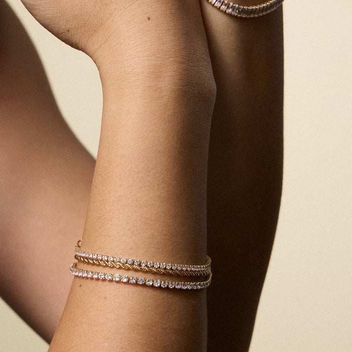 Gold Filled Tennis Bracelet with Round CZ Stones