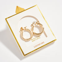 Gold Filled Ribbed Hoop Earrings – Small Textured Hoops