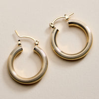Gold Filled Ribbed Hoop Earrings – Small Textured Hoops