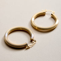 Gold Filled Ribbed Hoop Earrings – Medium Textured Hoops