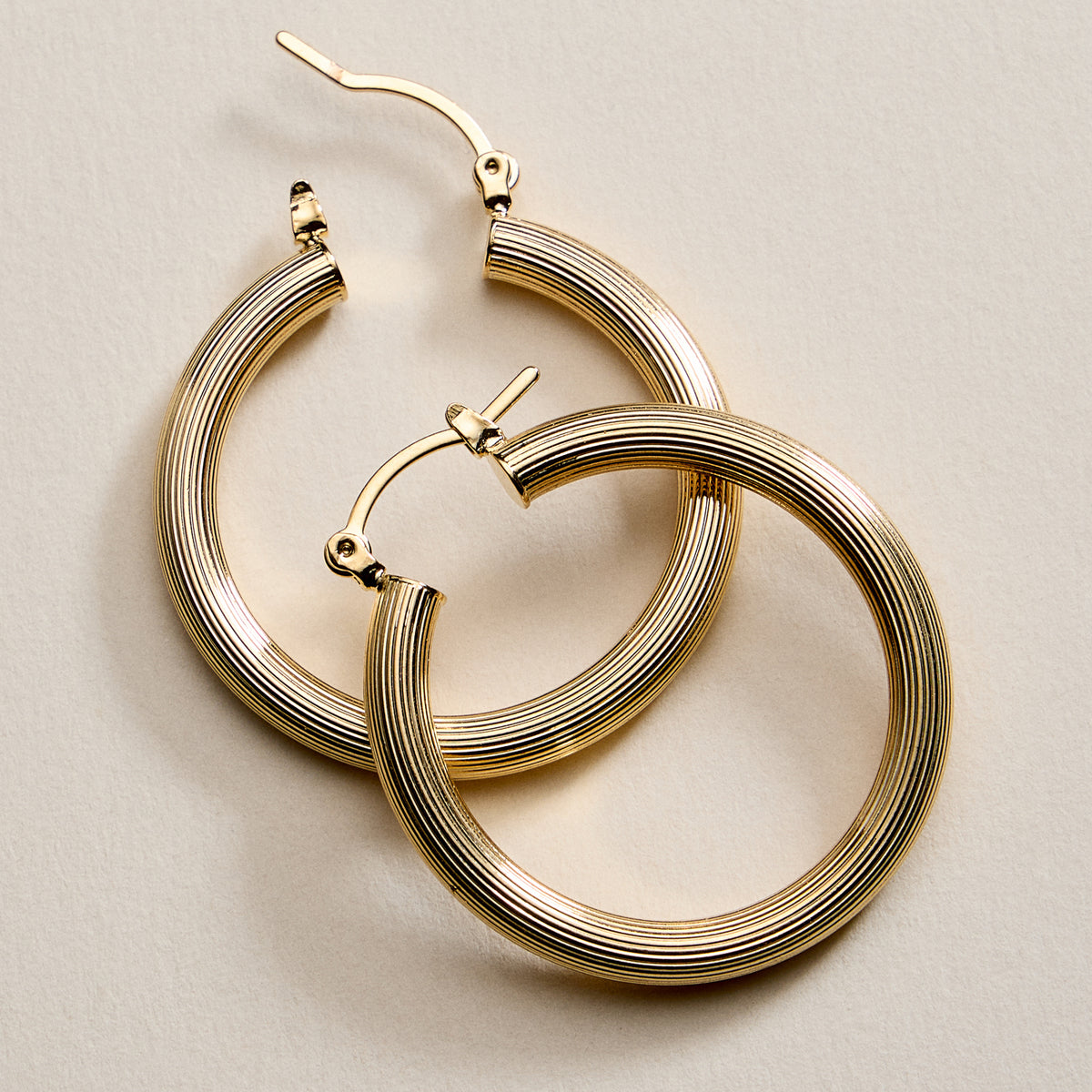 Gold Filled Ribbed Hoop Earrings