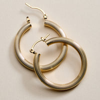 Gold Filled Ribbed Hoop Earrings